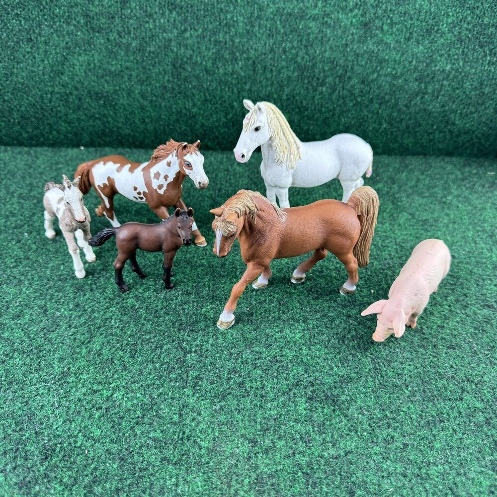 Lot of 6 Schleich Horses & Ponies & Pig Mixed Lot Foal Shire Stallion